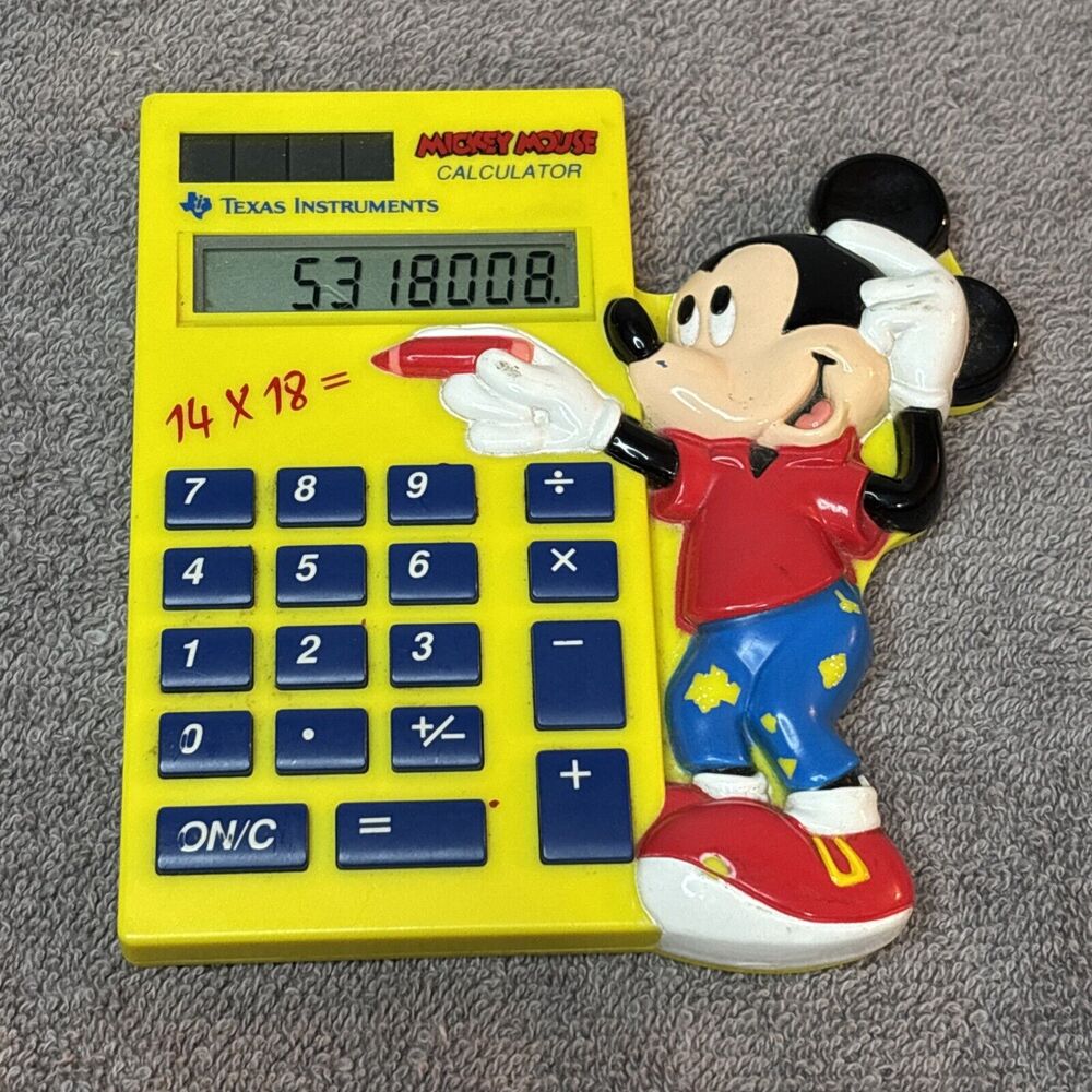 Texas Instruments Mickey Mouse Calculator Mickey's Stuff For Kids Vintage 1993